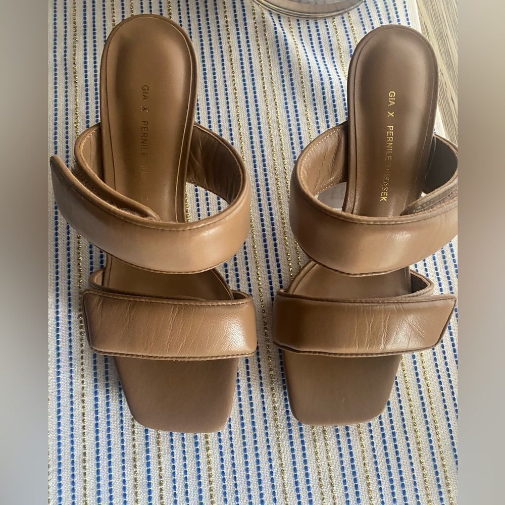 Gia Borghini x Pernille Teibasek  Women's Brown Perni Sandal Shoes Size 37 NEW
